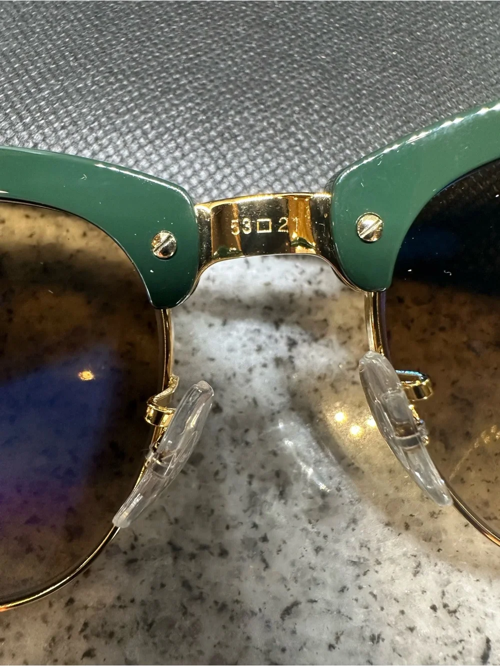 Ray-Ban Clubmaster Sunglasses — Green Browline with Gold Frame and Brown Lenses